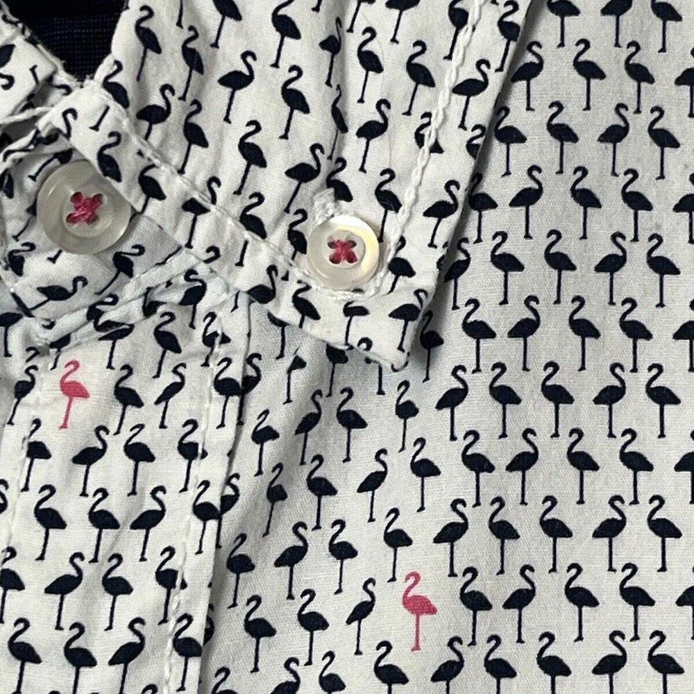 MEN'S BLUE+PINK‎ FLAMINGOS SHIRT Large Geometrix